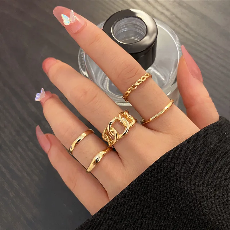 25 نمط البوهيمي Vintage الذهب اللون هندسية مربع الجولة خواتم مجموعة للنساء الأسود حجر خواتم فضية اللون سلسلة خاتم