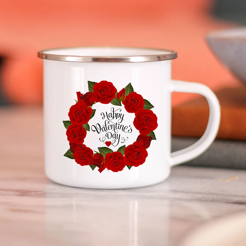 Bride Bridegroom Creative Enamel Coffee Mugs Marry Party Wine Beer Drink Juice Cocoa Cups Lovers Milk Water Mug Valentines Gifts