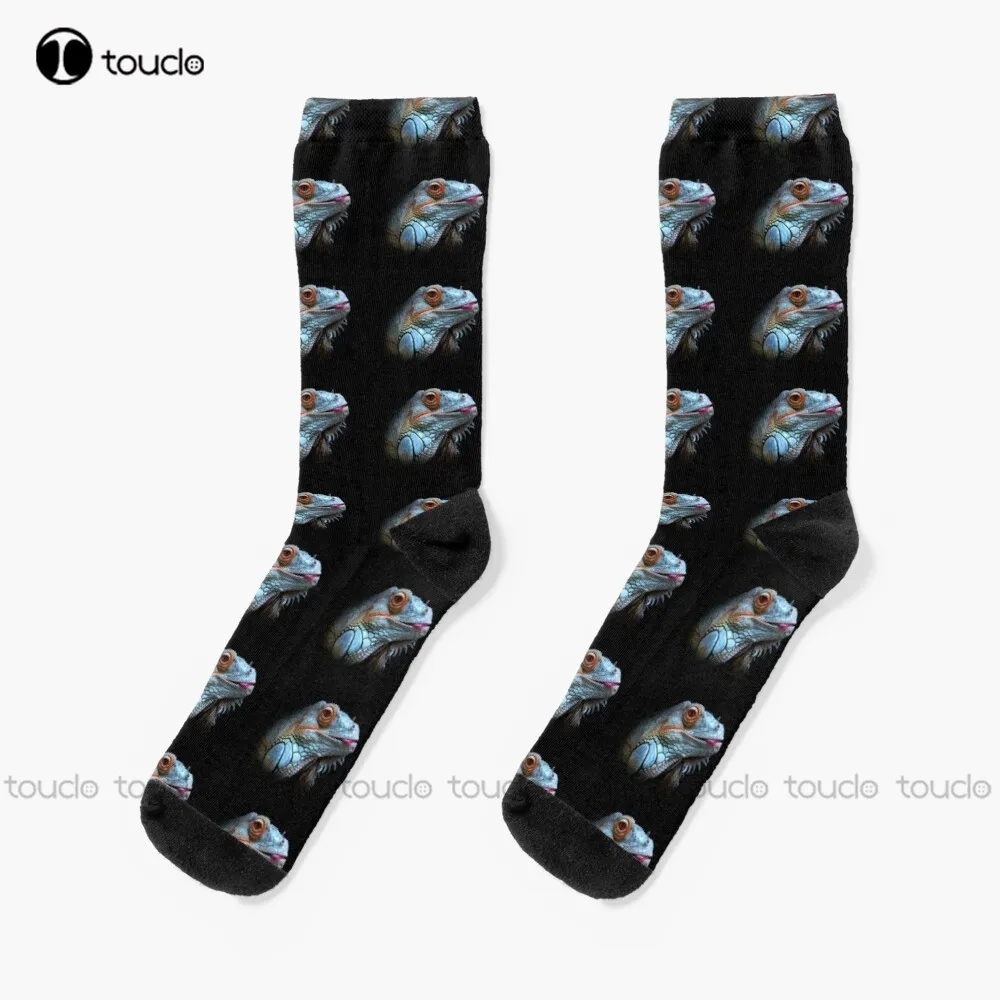 Cool Blue Iguana  Socks Womens Athletic Socks Christmas New Year Gift Custom Gift Unisex Adult Teen Youth Socks Women Men Sock