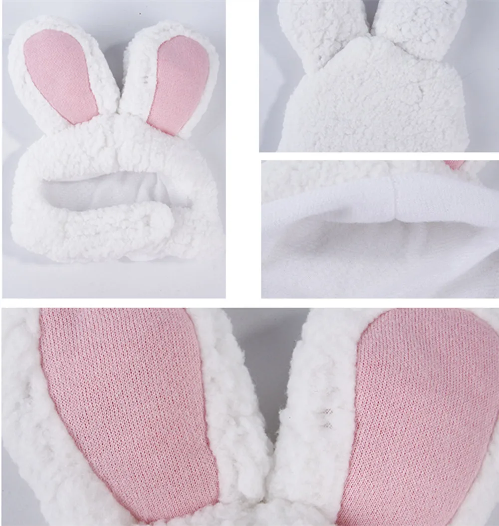 Funny Easter Cat Costume Easter Pet Cap Bunny Warm Rabbit Hat with Ears for Cats and Small Dogs Pets Costume Cosplay Accessories