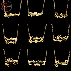 Goxijite Customized Various Love Base Name Necklaces Personalized Love Heart Nameplate For Women Stainless Steel Jewelry Gift