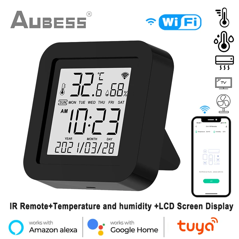 Tuya WiFi Smart IR Remote with Temperature Humidity Sensor For Air Conditioner TV AC Works With Alexa Google Home Smart Life App