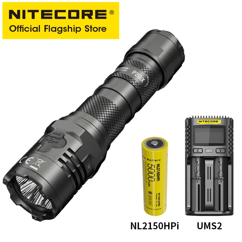 NITECORE P20iX USB-C Oplaadbare Zaklampen Super Heldere Militaire Tactische Zaklamp 4000 lumen 5000 mAh NL2150HPi Batterij