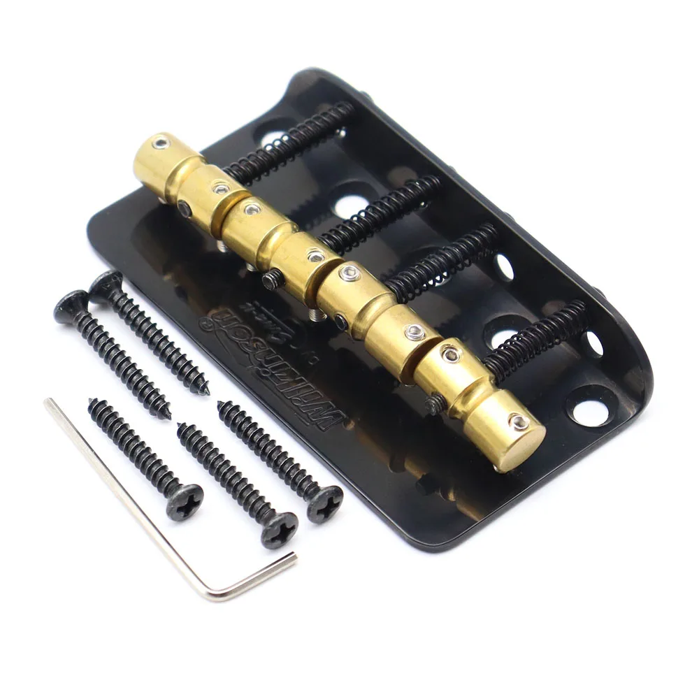 1set Electric Guitar Bridge 4 string Bass Bridge Brass Saddles Steel Plate Precision Wilkinson WBBC