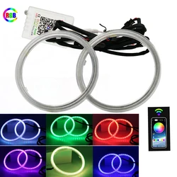 2PCS Car Rings COB RGB 60MM 70MM 80MM 90MM 95MM 100MM 110MM 120MM LED Halo Rings Headlight Car Angel Eyes Mobile APP With Cover