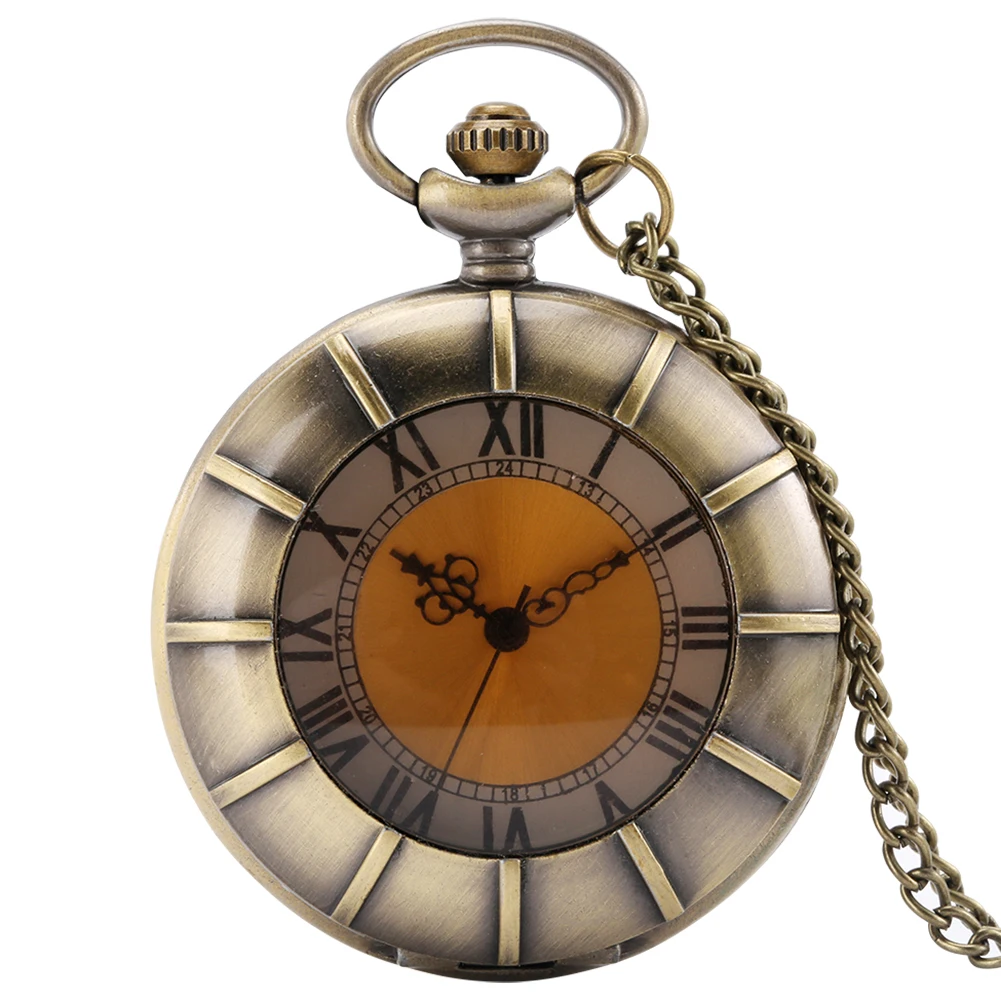 Reloj de bolsillo de cuarzo Steampunk para hombre y mujer, reloj de cristal transparente con números romanos, esfera de exhibición, collar, colgante, regalos