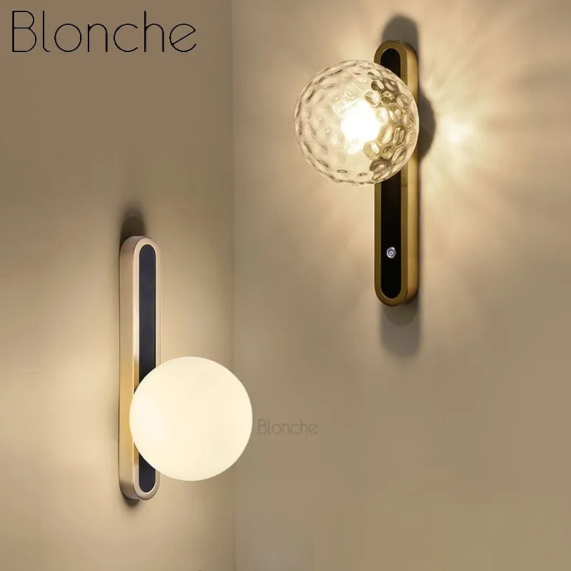 

Modern Gold Glass Wall Light Fixtures for Home Bedroom Bathroom Mirror Lights Corridor Decor Loft Led Wall Sconce Luminaire E14