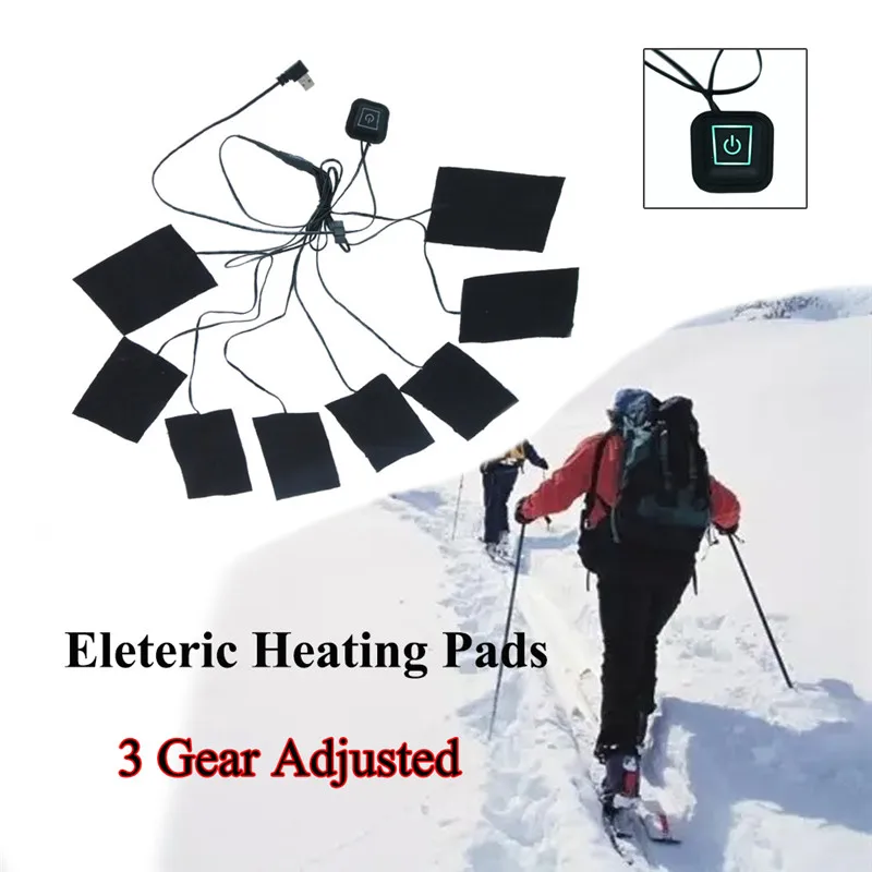 Winter USB Kleidung Heizung Pad Mit 3 Getriebe Einstellbare Temperatur 8 in 1 Elektrische Heizung Blatt Heizung Wärmer Pad