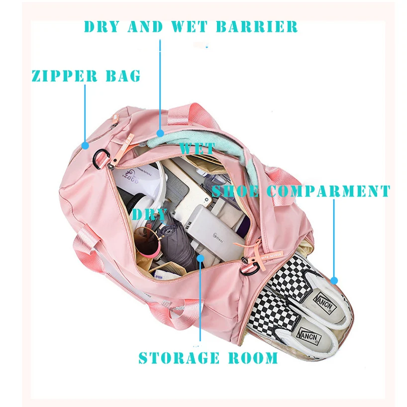 Swimming and Fitness Bag for Women, Outdoor Travel Bag, Handheld Sports Bag, Yoga Bag, Luggage Bag with Dry-Wet Separation