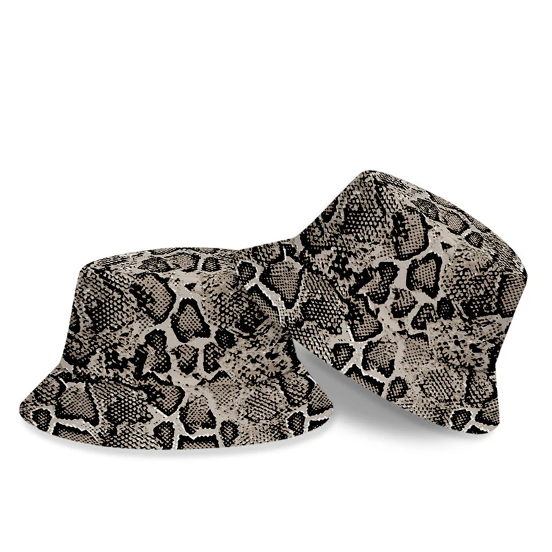 

Fashion Snakeskin Leopard Print 3d Print Fisherman Hat Womens Outdoor Shade Bucket Hats Wild Tide Hat Bucket Hats For Men