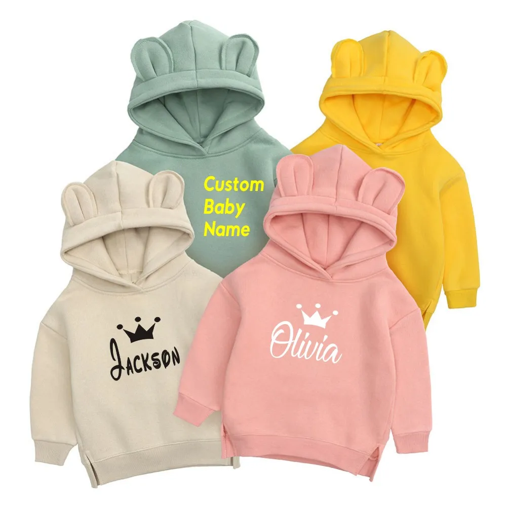 Personalised Kids Teddy Bear Hoodie Ears Bear Winter Fleece Custom Name Children's Bear Hoodie Hoody/Jumper Gifts for Children