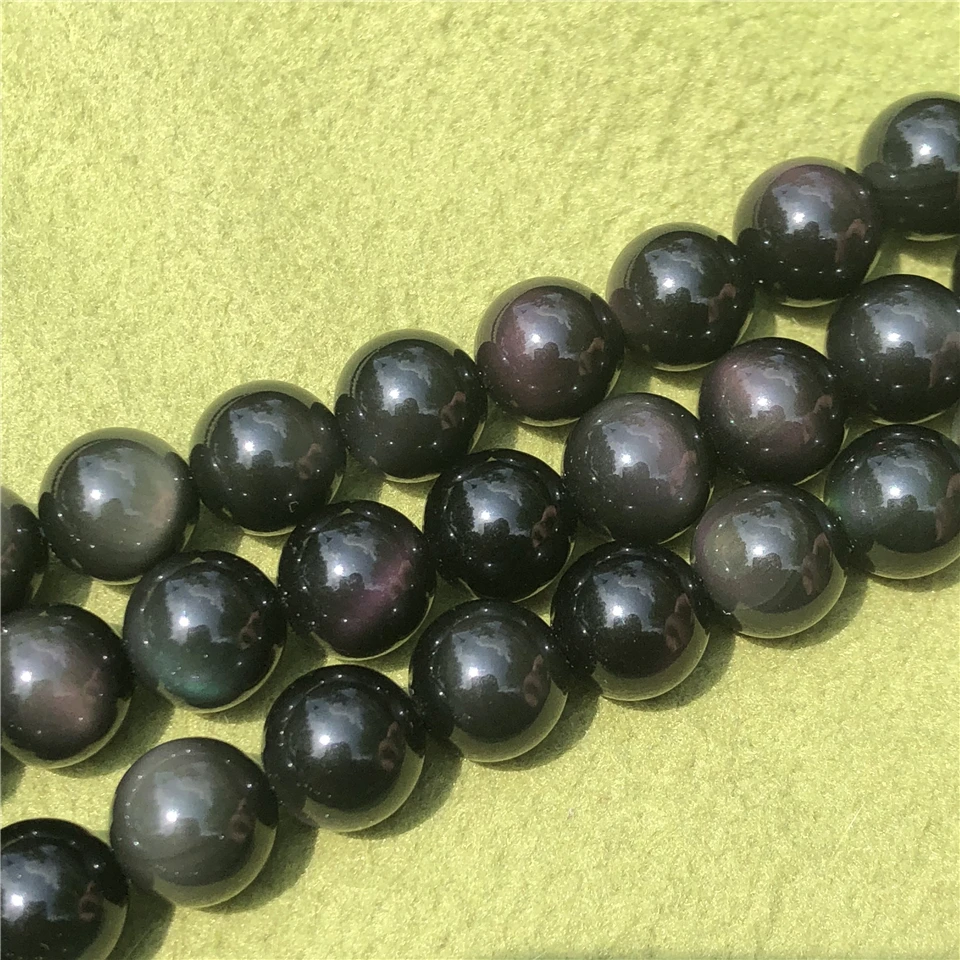 Colorful Rainbow Obsidian Beads 6-18mm Round Natural Loose Stone Diy Bracelet
