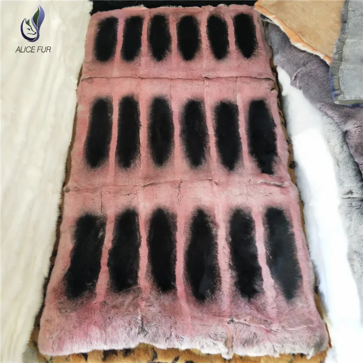 

Natural Rex Rabbit Fur Plate Chinchilla Rex Rabbit fur Blanket Raw Material for DIY Hand Made Factory OEM