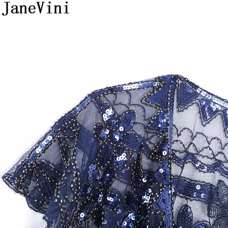 JaneVini Femminile Pura Estate In Rilievo Bolero Spalla Shiny Paillettes Argento Da Sposa Rivestimento di Cerimonia Nuziale Capes Avvolge Stole Accessori