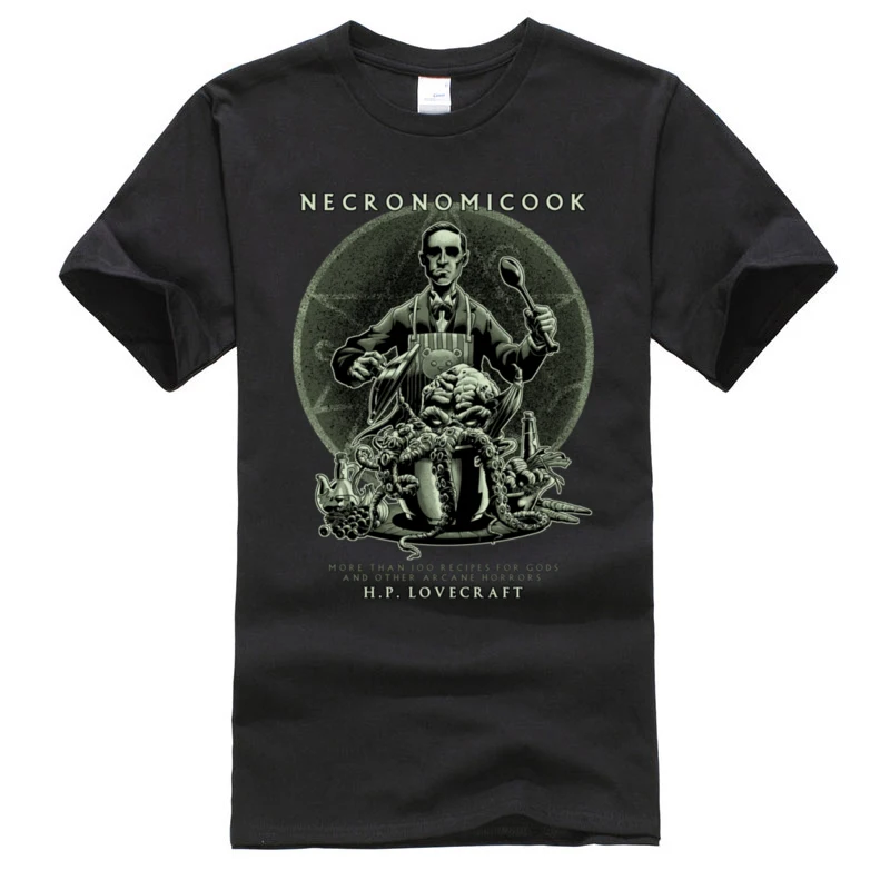 Necronomicook Lovecraft Cthulhu Tshirt Cheap Men\'s Fashion Printed T-Shirt Pure Cotton Comfortable Tee-Shirts Christams Day