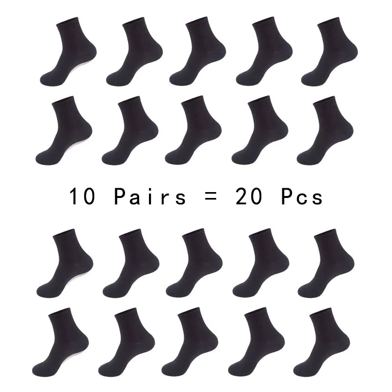 10 Pairs Business Casual Cotton Off white Socks Men Spring Winter Solid Colors Crew Socks Male Breathable Black Socks Pack Meias