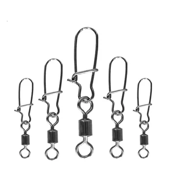 30 قطعة/الوحدة الصيد دبوس موصل وصلة المتداول قطب الصيد إغراء موصل الفولاذ المقاوم للصدأ مع المفاجئة الصيد هوك إغراء اكسسوارات