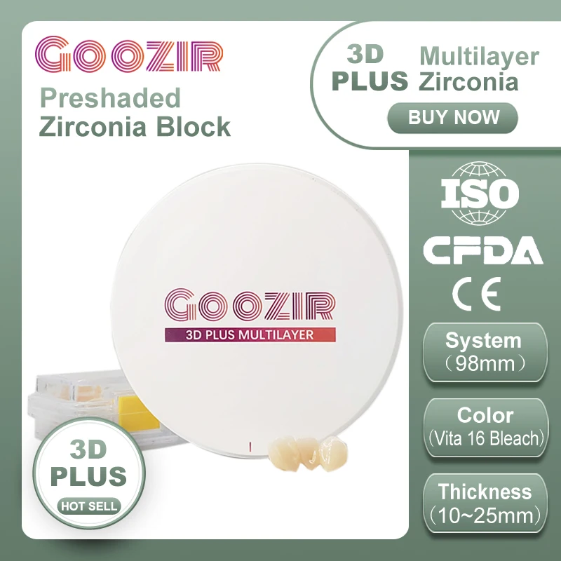 

Dental material popular Goozir 3D Multilayer zirconia block 98 disc Vita colors Hotsale Solid quality High bending strength