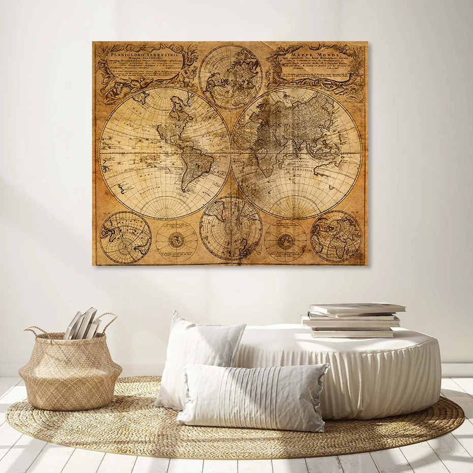 Mapa de historia antigua del mundo, impresiones de pintura en lienzo, arte de pared, póster, sala de estar imagen para, decoración Interior del hogar