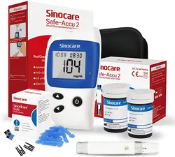 Sinocare Safe Accu2 Blood Glucose Meter Glucometer GLM or Test Strips Lancets Blood Sugar Test for Diabetes Diabetic
