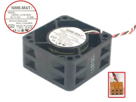 

NMB-MAT 1608KL-01W-B29 L00 DC 5V 0.16A 40x40x20mm 3-Wire Server Cooling Fan