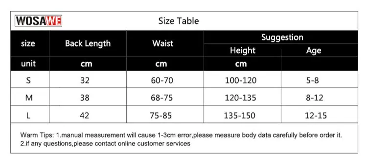 WOSAWE الجبلية دراجة نارية درع للجسم 3-10 الأطفال أطفال جاكت رياضي والعتاد دراجة على الجليد الهوكي الظهر الصدر التزلج حامي البدلة
