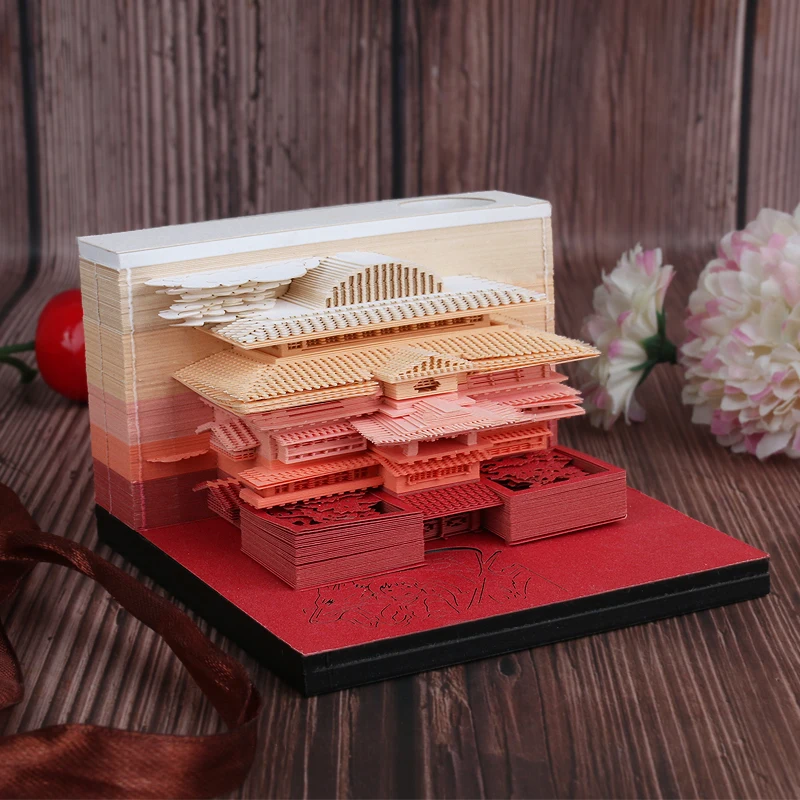 Creative 3D Lovely Notepad Architectural  Paper Carving Note Memo Pad Plaid Paper House Design Style  Gift birthday