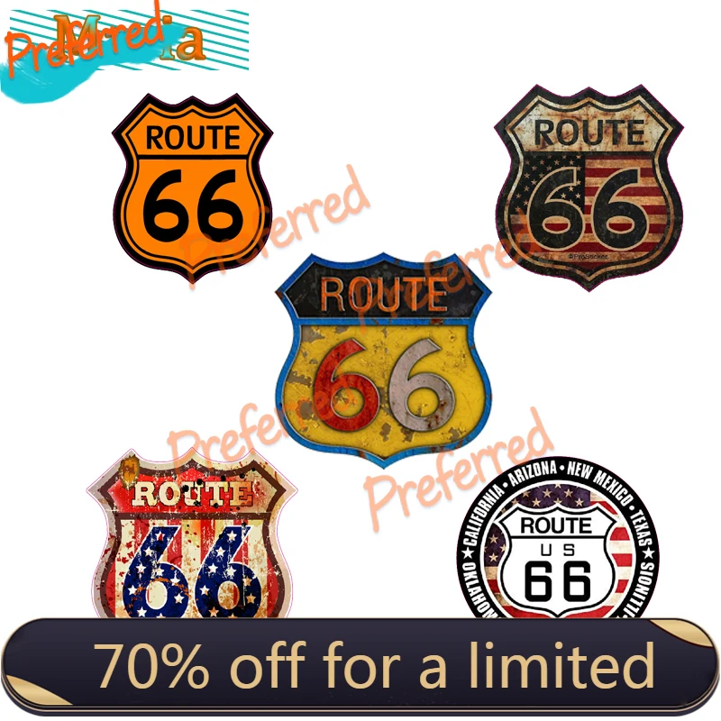 USA Route 66 Car Sticker Sign Bumper Motorcycle Helmet decal Vinyl JDM RV A4 Q3 Auto decoration waterproof PVC