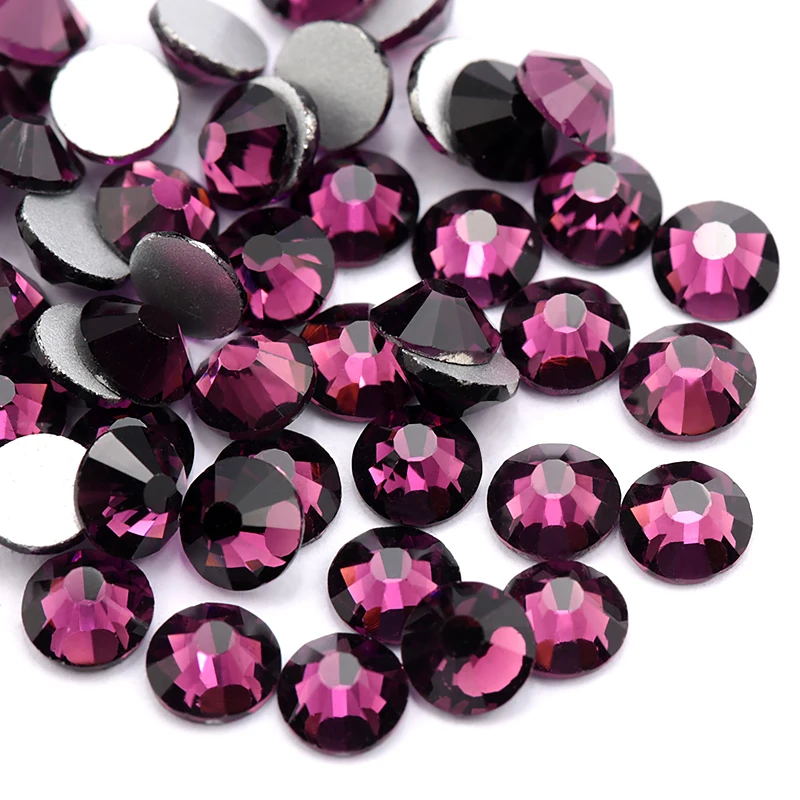 SS4-SS34 Amethyst rhinestone for Nail Art, Flat back Non Hotfix Glue on Nail Art Rhinestones,Boutique and Top grade.