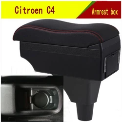 For Citroen C3 C4 Armrest Box Center console central Store content box cup holder accessories parts USB Charging heighten