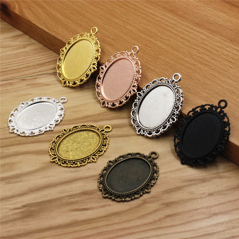 Onebeading Fit 18x25 มม.รูปไข่ Cabochons กรอบฐานการตั้งค่าถาดเปล่าสร้อยคอจี้ DIY อุปกรณ์เสริม 10pcs k00596