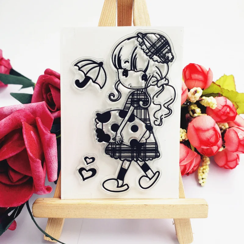 หมอนสาวใสซิลิโคนตราประทับแสตมป์ DIY Scrapbooking Stencil ตกแต่งภาพวาดแม่แบบอุปกรณ์สำนักงานโรงเรียน