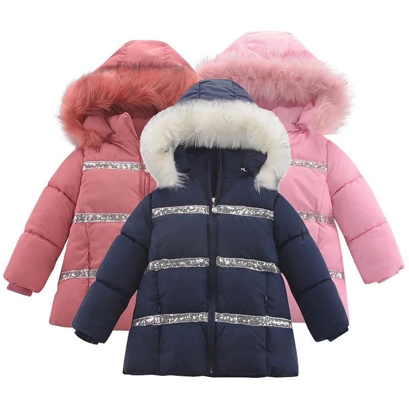 

2021 Winter Girls Jackets Children Hooded Outerwear Autumn Girl Thick Warm Down Jacket Baby Outerwear Kids Zipper Coat Jacket