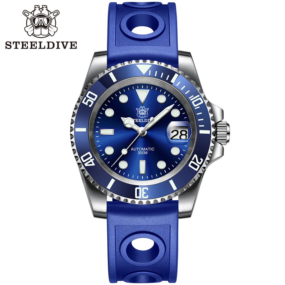 SD1953 STEELDIVE merk keramische bezel 41 mm Steeldive 30ATM waterbestendig NH35 automatisch herenduikhorloge met gefreesde sluiting