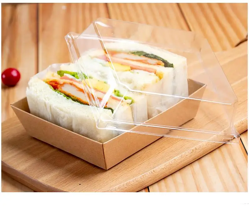 Cake Box Transparent Sandwich Puff Biscuit Dessert Baking Packaging Boxes Paper Gifts Box Square Rectangle Container SN3791