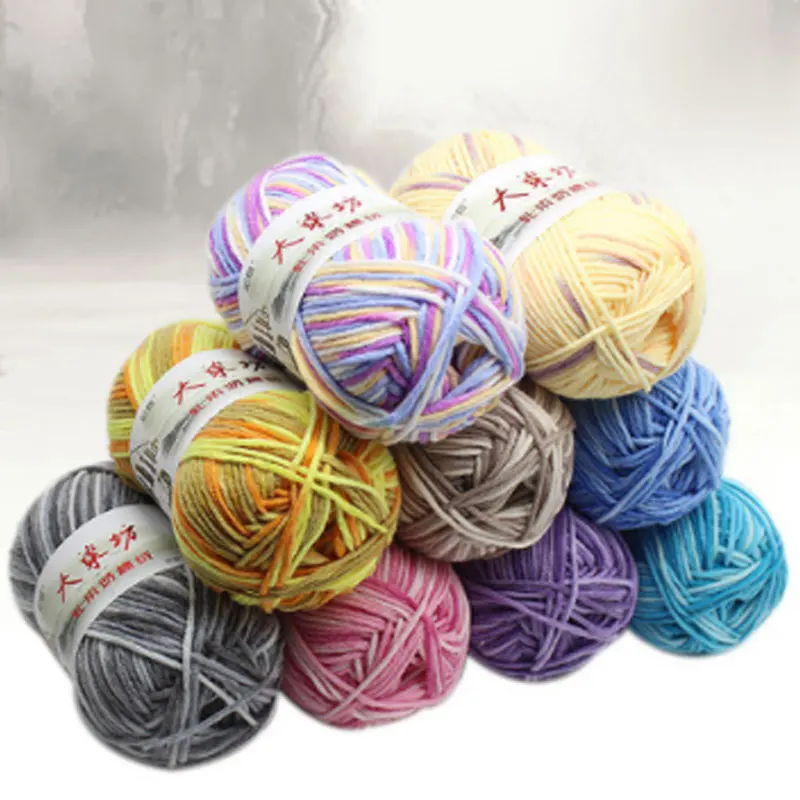 Colorful Cotton Cashmere Yarn for Hand Knitting Crochet Worsted Wool Thread Eco-dyed Needlework High Quality Knitted Materials