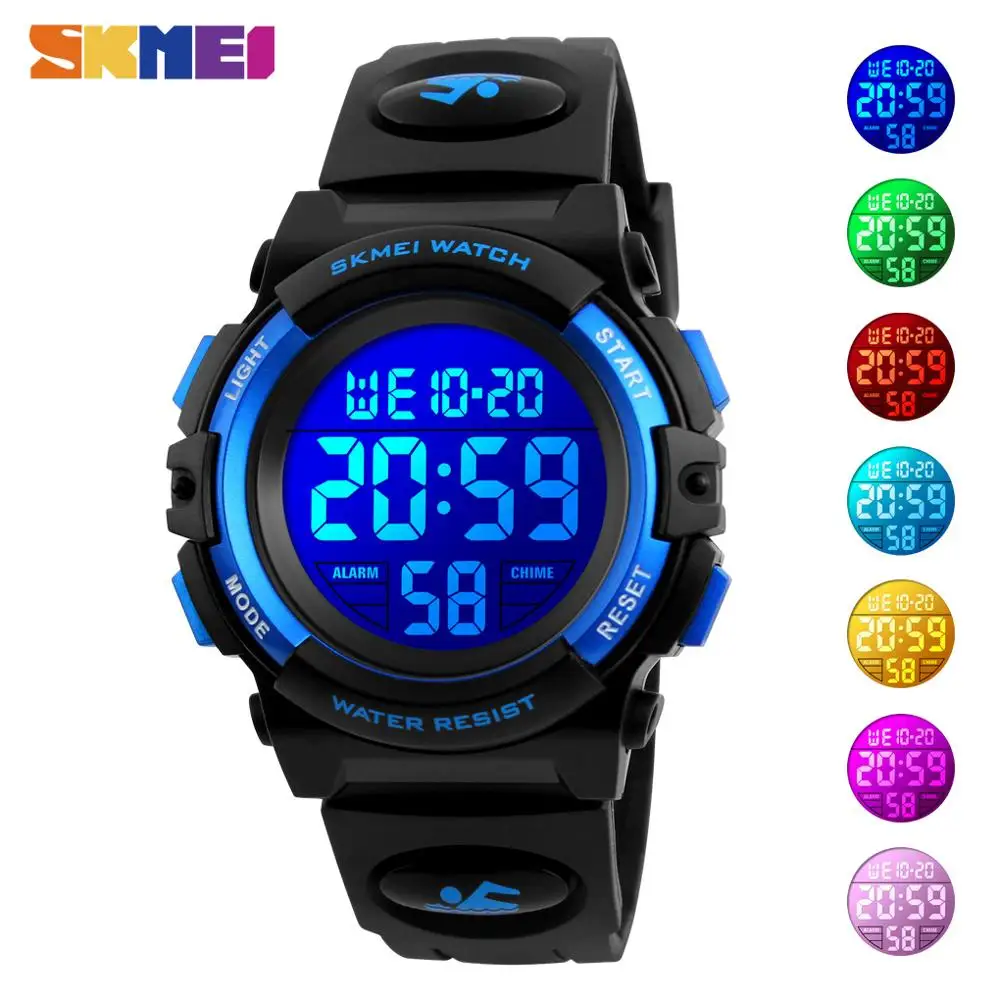 SKMEI Children LED Electronic Digital Watch Chronograph Clock Sport Watches 5Bar Waterproof Kids Wristwatches For Boys Girls