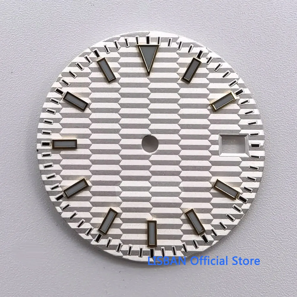 

Циферблат из черного, белого золота, 29 мм, синий светящийся циферблат, подходит для механизма NH35 NH36