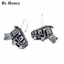 New Creative Funny Cute Vintage Rollin on sunshine Traveler Wagon Earrings Female Fashion Acryilc laser cutting factory Jewelry