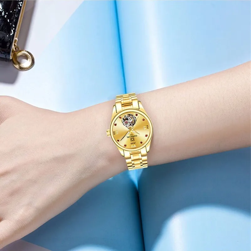 CARNIVAL Brand Luxury Mechanical Watch for Women Ladies Fashion Gold Silver Automatic Movement Wristwatch Waterproof Reloj Mujer