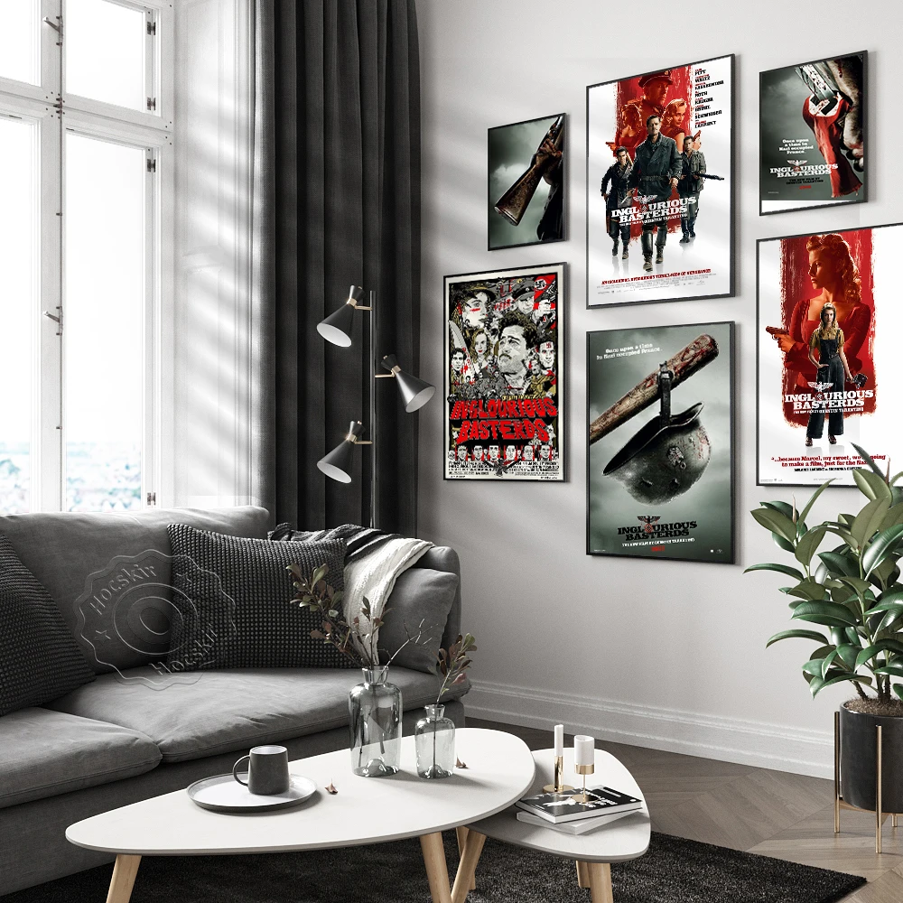 Inglourious Basterds الفيلم الكلاسيكي الرجعية الملصقات جدار الفن اللوحة قماش يطبع صور ديكور غرفة المنزل ملصقات جدار خمر #4