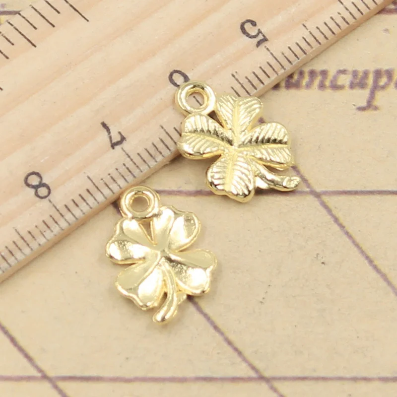 20pcs Charms Lucky Irish Four Leaf Clover 17x11mm Tibetan Bronze Gold Silver Color Pendants Antique Jewelry Making DIY Pendants