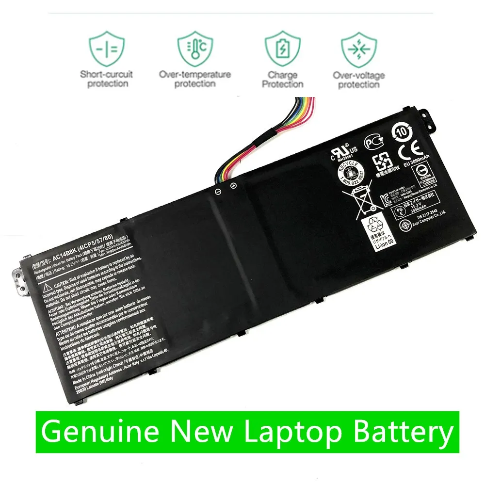 ONEVAN  NEW Laptop Battery 4ICP5/57/80 AC14B8K KT.0030G.004 KT.0040G.004 FOR ACER E3-111 ES1-711-C1WA R3-131T-C1TR  C810 C910