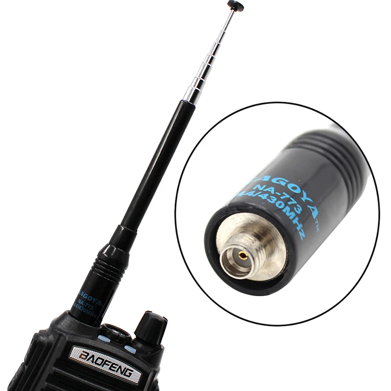 Nagoya-antena retráctil de doble banda para walkie-talkie, dispositivo de antena retráctil sma-hembra para BaoFeng NA-773 SMA-F UV-5R GT-3 H777 HYT