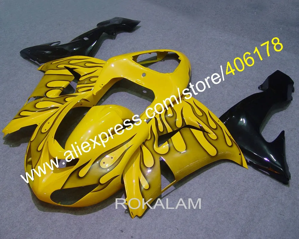 

Injection Mold Fairing For Kawasaki ZX-10R 2006 2007 ZX10R ZX 10R 06 07 Flame Yellow Fairing Kit (Injection Molding)