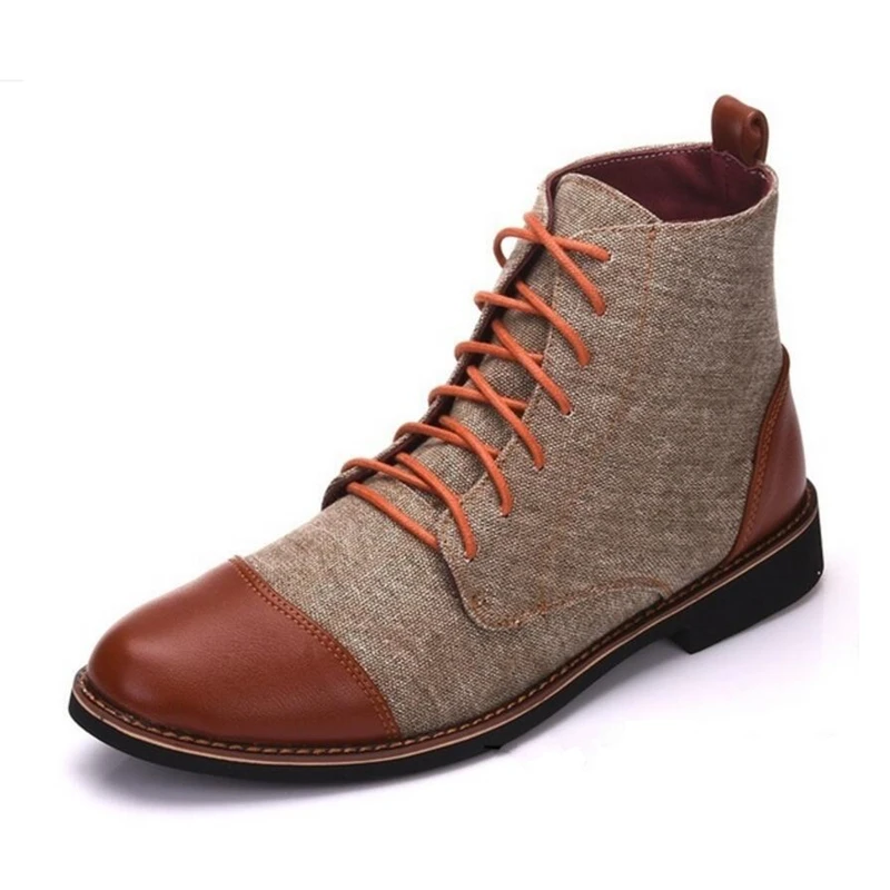 

Men's Canvas Boots Mid-Calf Boots Men Autumn Design Men's Boots Plus Size High-top Military Ankle Boots Non-slip Breathable