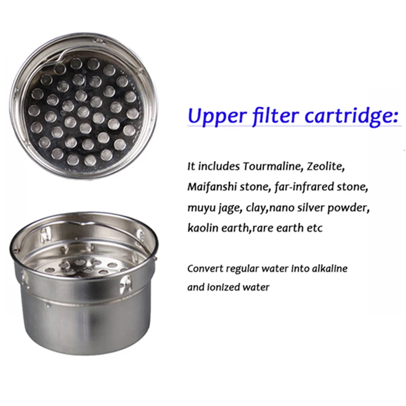 Cartuchos inoxidáveis do filtro da substituição, mineral portátil, ionizer alcalino, garrafa da energia, filtro de água, frasco Alka