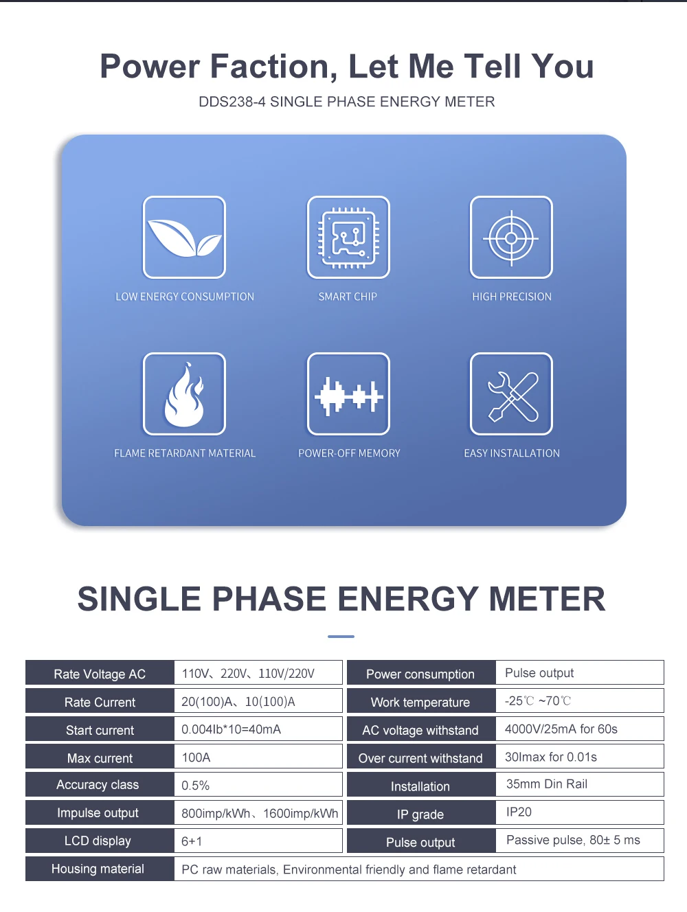 100A 110V 220V 50-60HZ LCD einphasig 2 draht 3 draht Din-schiene kWh watt stunde energie meter für Amerika