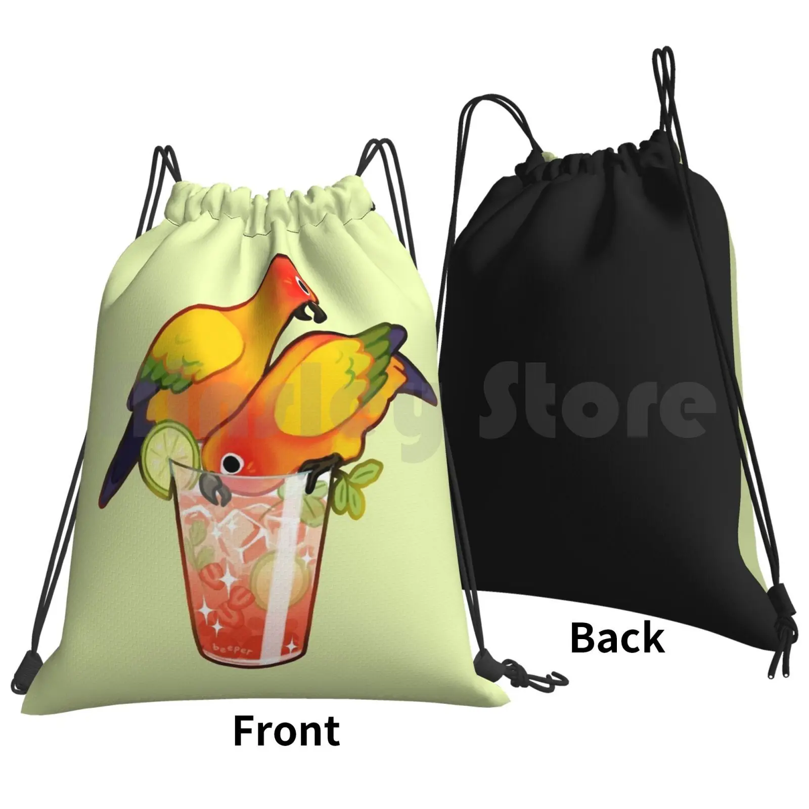حقيبة ظهر برباط من Sun Cocktail حقيبة رياضية مقاومة للماء من Sunconure Conure Sun Cocktail Parrots فراولة فاكهة الليمون