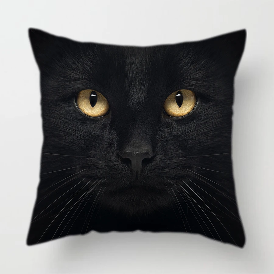 Cat Face Printed Decorative Cushion Cover Animal Pet Sofa Home Couch Throw Pillow Cover Pillow Case Room Decoration 45X45CM